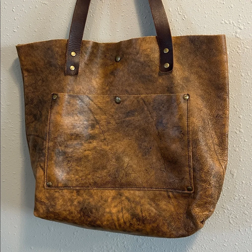 Jill's Homestead The Tote Brown Vegetable Tanned Leather